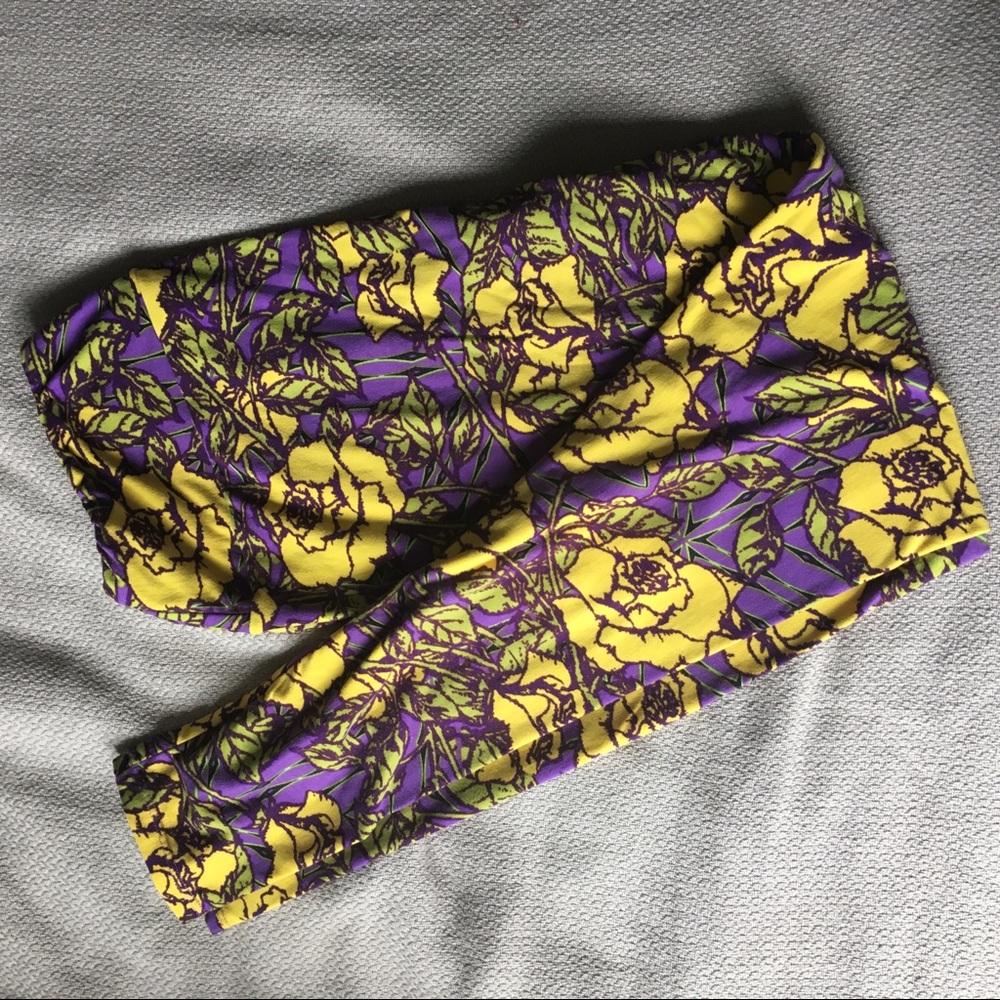 Lularoe Purple and Yellow Floral Leggings